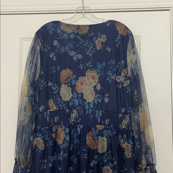 Baltic Born Layla Tulle Maxi Dress Blue + Golden Floral 2XL Long Sleeve New - Picture 9 of 9